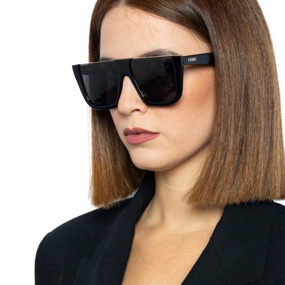 Fendi FE40136I 53A Sunglasses Havana Shield Frame, Grey Lenses main image 3